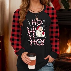 Festive Black and Red Plaid Holiday Sweatshirt
